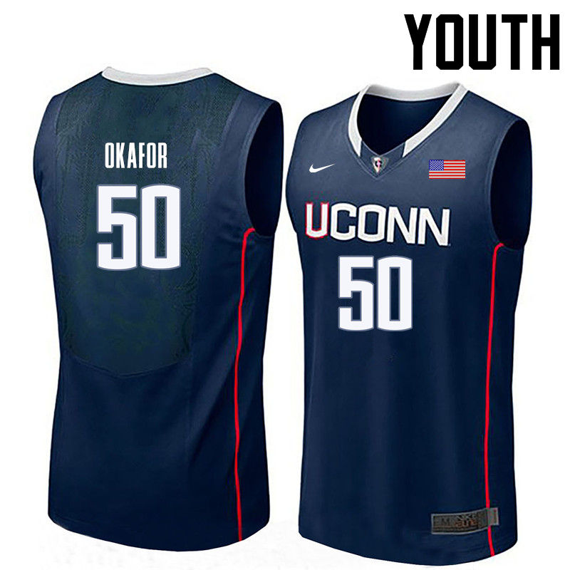 Youth Uconn Huskies #50 Emeka Okafor College Basketball Jerseys-Navy